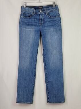NYDJ Not Your Daughters Jeans Marilyn Straight Leg Med Wash Stretch Jeans Size 4